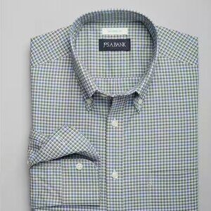 Jos. A. Bank Tailored Fit Shadow Grid Sportshirt - Green